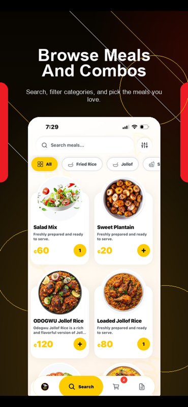 Browse meals and combos — search and filter the Check City menu